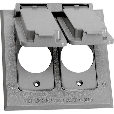 Sigma Engineered Solutions Weatherproof Cover, 2 Gang, Metal Die-Cast, Round Receptacle Cover Type 14324
